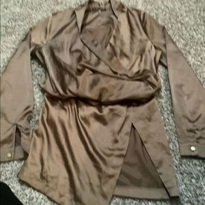 Faux satin wrap dress